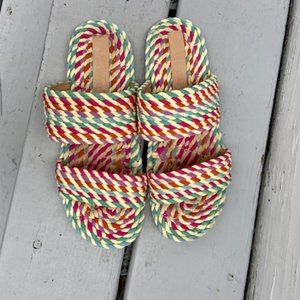 Savoy Salt + Umber 2 Band Vegan Rope Slide Size 9